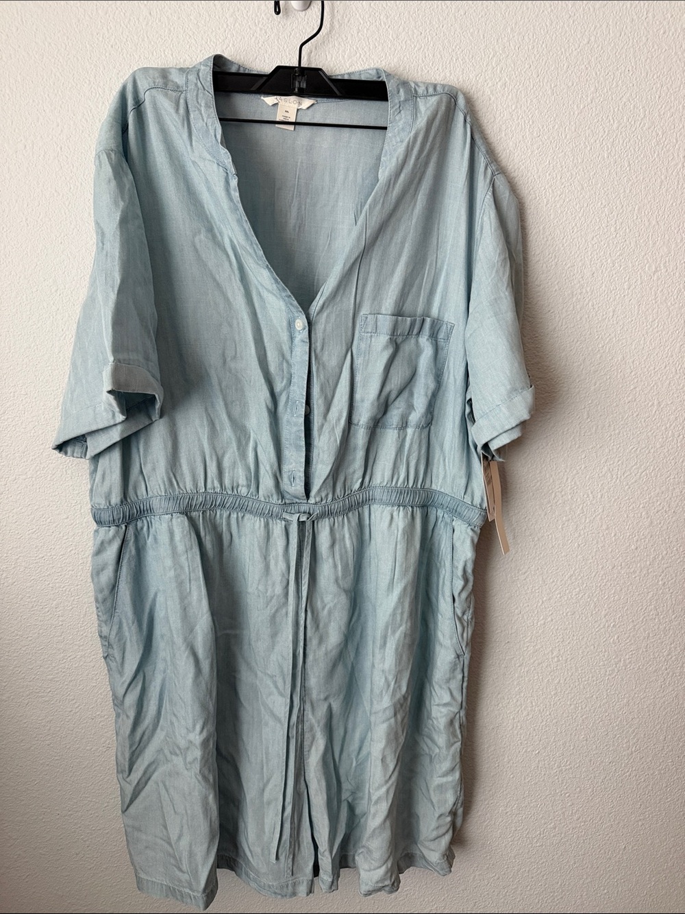 Caslon Light Blue Button-Front Drawstring romper